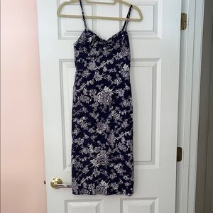 Speechless Navy Floral Spaghetti-Strap Midi Dress